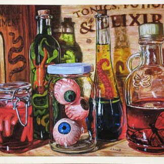 “Tonics, Potions, & Elixirs” 12”x16” Signed Giclee Print on 19”x13” Archival Cold Press Paper